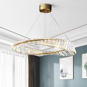 Pendelleuchten, moderner Luxus-Kronleuchter, runder Kristall, amerikanischer minimalistischer Haushalt, Wohnzimmerlampe, Schlafzimmer, Restaurant, LED-Kreis