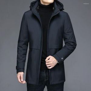 Men's Down Winter Mens Casual Jacket Hooded Coat Long Male 90% White Duck Clothes