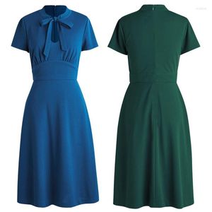 Vestidos de festa XL 2023 Mulheres vestido casual Retro vintage Sundress sólido 50s 60s Verde verde preto azul uma linha swing túnica midi