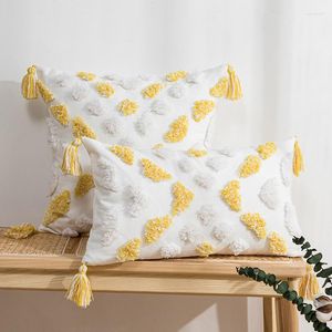 Pillow Tassels Cover 45x45cm/30x50cm Yellow Tufted Boho Style Home Decoration For Living Room Sofa Couch Bedroom