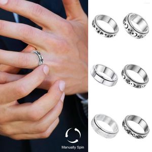 Wedding Rings Set For Anxiety 6pcs Cool Rotating Stainless Steel Spinner Ring Women Men Teen Girls Boys Stress Relief Anti