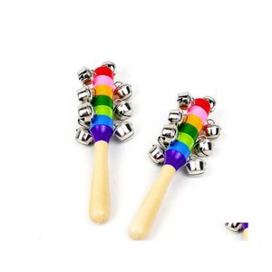 Party Favor Baby Rattle Rainbow Education Bell Vocal Kid Pram Crib Handle Tr￤aktivitet Klockor Ring buller Maker Stick Shaker Ratt DHPBB