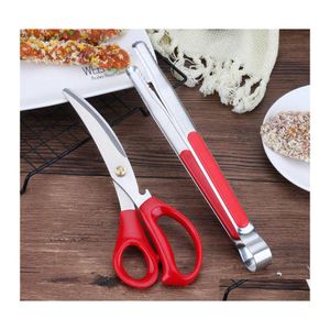 Forbici da cucina Set da barbecue coreano Set di ossa di pollo Clip per alimenti Utensile da taglio per bistecca multifunzionale Consegna a goccia Coltelli da bar da pranzo per giardino Dh24W