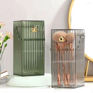 Storage Boxes Plastic Cosmetics Holder With Grid Countertop Cosmetic Box Multifunctional Makeup Brush Display Cases For Dressing Table