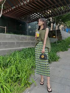 치마 여성 2024 Miyake 주름 폴드 폴드 빈티지 하이 스커트 한국 패션 의류 줄무늬 날씬한 옷 주름 miyake 폴드 145