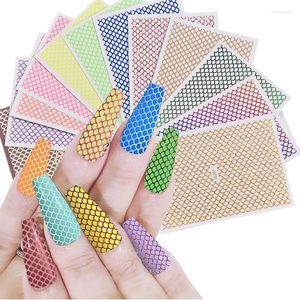 Nail Stickers 12Pc/Set Corrugation Designs Sticker Laser Hollowed Patch Adhesive Decal Fish Scale Shaped Holo Decal/Sticker Kit