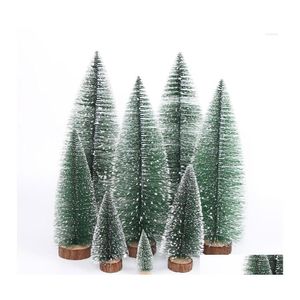 Decorações de Natal 1pc mini árvore verde natal sisal seda ornamentos