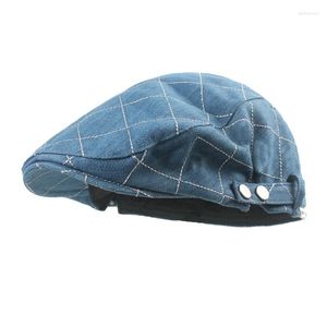 Berretti Uomo Berretto da sole Classico Plaid Stripe Sboy Cap Donna Primavera Autunno Cotone Vintage Gatsby Cappello Outdoor Cabbie Caps BLM408