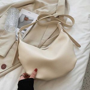 Shoulder Bags Luxury Handbags Women Hobos Designer 2023 Vintage Female Sac New White Simple Soft Leather Messenger 230116