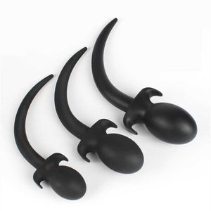 Articoli di bellezza Silicone Coda di cane Dilatatore anale Prostata Massaggio Butt Plug Schiavo Ano Expander Donna Uomo Gay Gioco Bdsm Erotico Adulti Giocattoli sexy