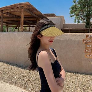 Wide Brim Hats Summer Female Empty Top Hat Outdoor Casual Sun Parent-Child Cap Fashion Sunshade Sunscreen Adult Straw