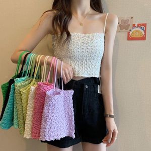 Camisoles & Tanks Sexy Women Simple Solid Color Bralette Crop Top Fashion Design Ruffles Folds Suspenders