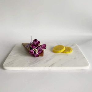 Flatvaruuppsättningar Natural Marble Tray Pastry Cheese Dessert Coffee Plate Slab för bänkskivor 30x20 cm