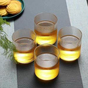 Şarap Gözlükleri 250/300ml Japon Yaratıcı Cam Fincan Kahve İçecek Partisi Bar Dikey Desen Şeffaf Bira Viski