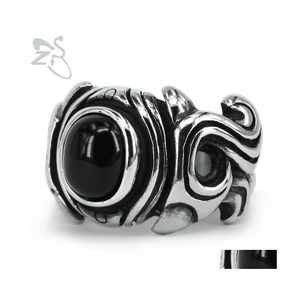 Cluster Rings Zs Hip Hop Black Zirconia For Men Punk Style Stainless Steel Jewelry 2021 Gothic Bands Jewellry Finger Accessories Dro Dhmkg