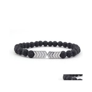 Beaded Strands Volcanic Lava Stone Armband Essential Oil Diffuser Armelets Bangle Healing Nce Yoga Magnet Arrow Pärlor Drop Delive DH1RH