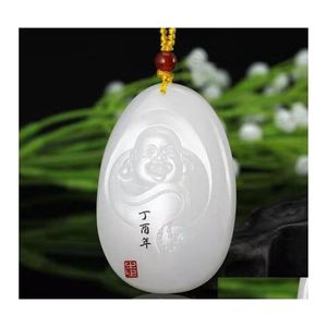 Colares pendentes de fábrica por atacado Xinjiang Afeganistão Jade branca Big Bully Smiling Buddha mens e feminino Maitreya Penping Dro Ot60l