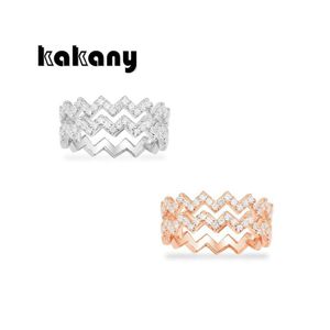 Klusterringar 2021 Högkvalitet Mikro Pave 3A Cubic Zirconia Gemstone Geometric DoBbleline Wave Zigzag Ring Womens Fashion Jewelry Dr DHMVW