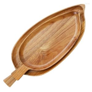 Plates Wooden Plate Serving Tray Snack Wood Dish Dinner Leaf Shape Sushi Fruit Japanese Kitchen Dishes Tableware