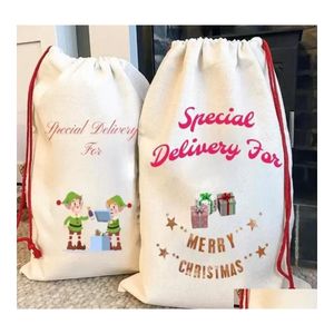 Christmas Decorations Sublimation Blank Santa Sacks Diy Personalized Dstring Bags Gift Bag Pocket Heat Transfer Year Fy4935 Drop Del Dh3K5