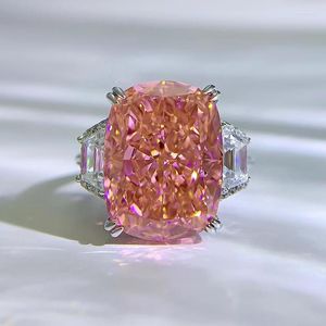 Pierścienie klastra luksusowa poduszka cięta 8ct różowy pierścień diament