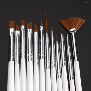 ネイルアートキット12pcs UVジェルアクリルブラシセットビルダーペイン塗装ペンデザインリキッドパウダー描画彫刻ツールマニュール