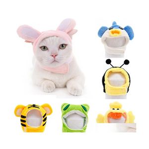 Dog Apparel Cute Funny Caps Rabbit Duck Bee Frog Shaped Puppy Kitten Party Headwear Costume Accessory Drop Delivery Home Garden Pet S Dhzwt