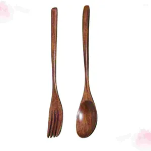 Dinnerware Sets Restaurant Home For Tableware Dessert Fork Spoons Flatware Set Wooden Spoon And 2pcs