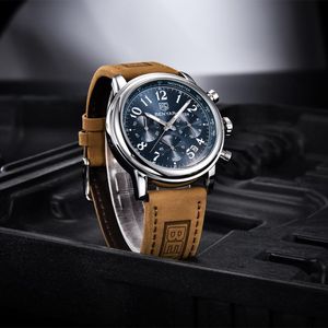 Wristwatches BENYAR 2023 Leather Military Watches Luxury Fashion Men Quartz Wristwatch 50ATM Waterproof Sports Watch For Reloj Hombre