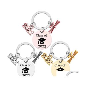 Party Favor Class of 2022 Graduate Gift Rostfritt st￥l Key Chain CrossBorder leverera tre f￤rger kan vara grossistdrop Delivery Hom Dhjby