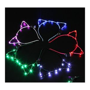 Nyhetsartiklar Cat Ear Led Headband Hair Hoop Band Light Birthday Party Accessories Headwear Masquerade Dekorationer söta 5yk otiuw