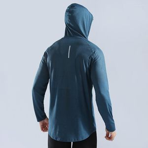 Gym ubranie męskie sportowe bluzę z kapturem oddychająca wysoka gładka szczupła koszula treningowa na zewnątrz zimowy wilgoć