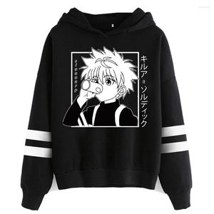 Men's Hoodies X Men Women Short Sleeve Sweatshirt Killua Zoldyck Striped Hooded Pullover Tops