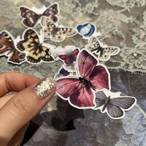 Confezione regalo Studente Rivista d'arte creativa Materiali di progettazione manuale Vintage Realistic Butterfly Stickers Journal Sfondo Scrapbook Set fai da te