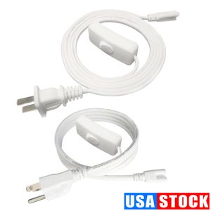 T8 T5 conector de extremidade dupla cabos de alimentação com plugue dos EUA para tubos de LED integrados 1 pés 2 pés 3,3 pés 4 pés 5 pés 6 pés 6,6 pés 100pcs/lote Crestech