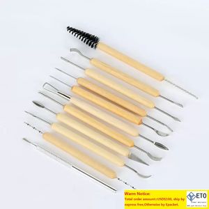 DIY Pottery Clay Wax Sculpture Carving Tools Small Handle Wood Art Craft Carvers Polymer Sculpting Kit