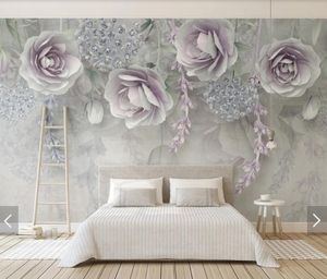 Bakgrundsbilder 3D präglade blommor po väggmålningar för sovrum vardagsrum väggdekor papper tapeter väggar 3 d anpassade