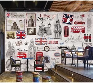 Обои на заказ 3D Фрески обои мода дома украшение ретро ностальгическое британское европейское стиль Ktv Bar кофе фон 1