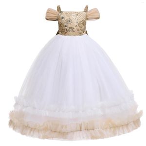 Mädchen Kleider Spitze Blumen Mädchen Kleid Für Hochzeit Party Kinder Champagner Festzug Langes Kleid Kinder Formale Abend Kleidung