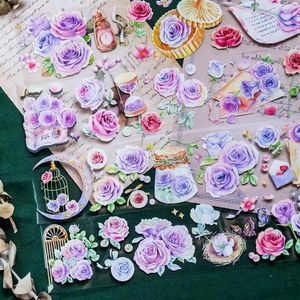 Hediye Sargısı Vintage Mor Gül Parlak Washi Pet Bant'ın Aroması Kart Yapma DIY Scrapbooking Dekoratif Çıkartma