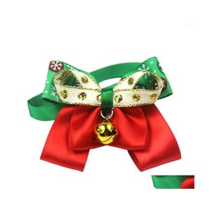 Hundhalsar kopplar justerbar klockfestival år slips Po Props Fashion Cat Footprint Bow Tie Accessories Pet Collar Christmas DH9WQ