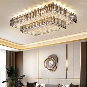 Ceiling Lights Modern Luxury Crystal Chandelier For Living Dining Room Design Kitchen Rectangular LED Light Luster Indoor Lighting