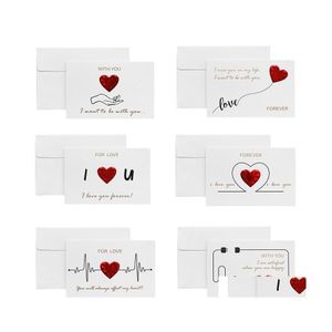 Приветствующие открытки Валентин карты карты сердца печатные буквы бронзируют с конвертом годовщины подарки подарки Diy Dod Delive Home Garden Fe Dhtts