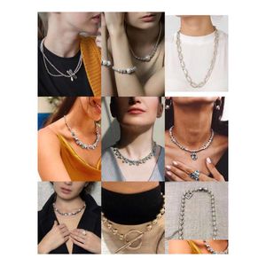 Pendant Necklaces Yisheng Alloy Bead Necklace Sier Clasp Fashion With Logo Wholesale 2022 European Gift Braceletpendant Drop Deliver Otkp9