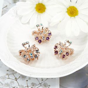 Sk￶nhetskvinnor Fashion Hair Clip Ribbon Creative Butterfly Crystal Alloy Rhinestone Barrette Hairpin Pannband Koreanska h￥r Tillbeh￶r 1355