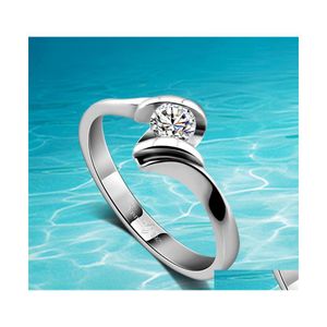 Klusterringar 925 Sier för kvinnor Sweet Zircon Thin Finger Ring Geometric Patterns Party Gift Fashion Jewelry Drop Delivery Dhosa