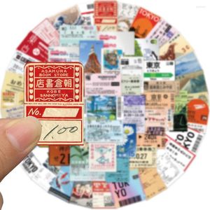 Gift Wrap 60pcs Vintage Eesthetic Travel Stamps Tokyo Stickers för Scrapbook Stationery Custom Sticker Book Diy Scrapbooking Supplies