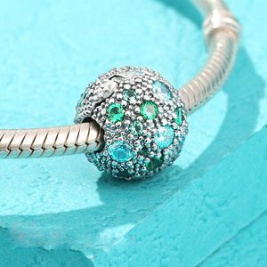 925 Sterling Silver Green Cosmic Stars Clip Stopper Bead Fits European Jewelry Pandora Style Charm Bracelets