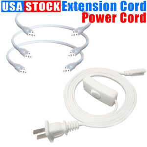 T8/T5 Integrated LED Tube Light Switch Fixture AC Power Cords Cable with 3 Prong US Plug for Garage Workshop Warehouse Commercial Lighting 6.6FT 100Pcs/Lot Crestech