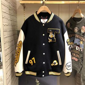 American Fashion Splicing Baseball Suit Men Spring Autumn Lovers Ins Hip Hop Men Men Loose Casual Casual